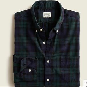 J Crew Plaid Shirt Mens Secret Wash Poplin sz M Navy Green